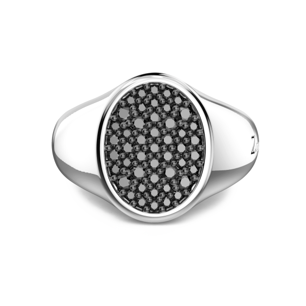 Zancan silver chevalier ring with black stones.