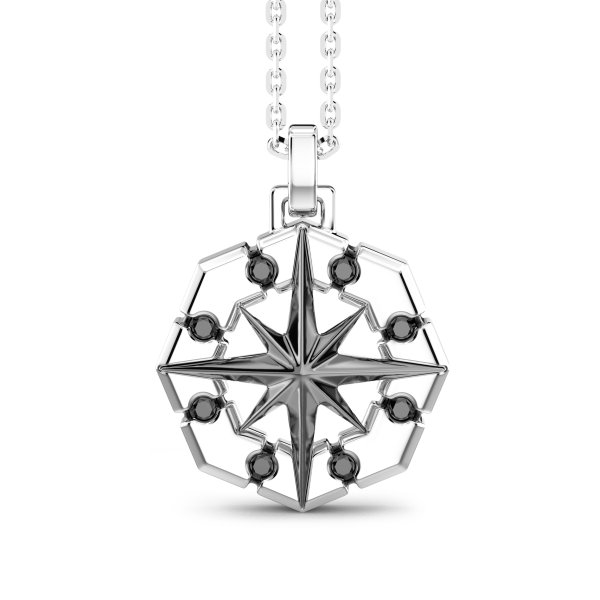 Collier Zancan en argent avec pendentif rose des vents.