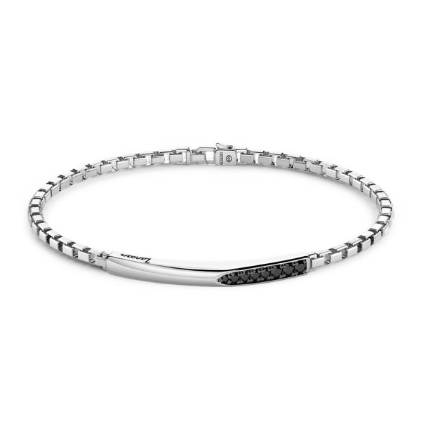 Bracciale da uomo Zancan in argento con pietre nere.