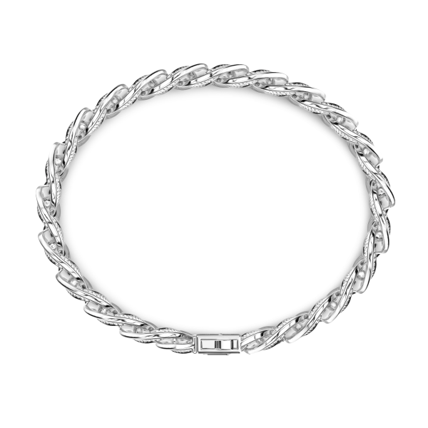 Bracciale groumette Zancan in argento 925 con maglia larga striata.