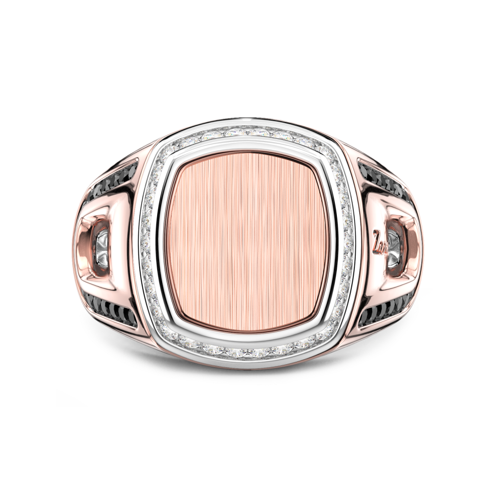 Anello chevalier Zancan in oro 18kt e diamanti.