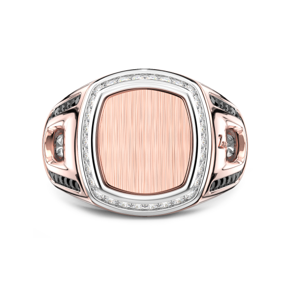 Anello chevalier Zancan in oro 18kt e diamanti.