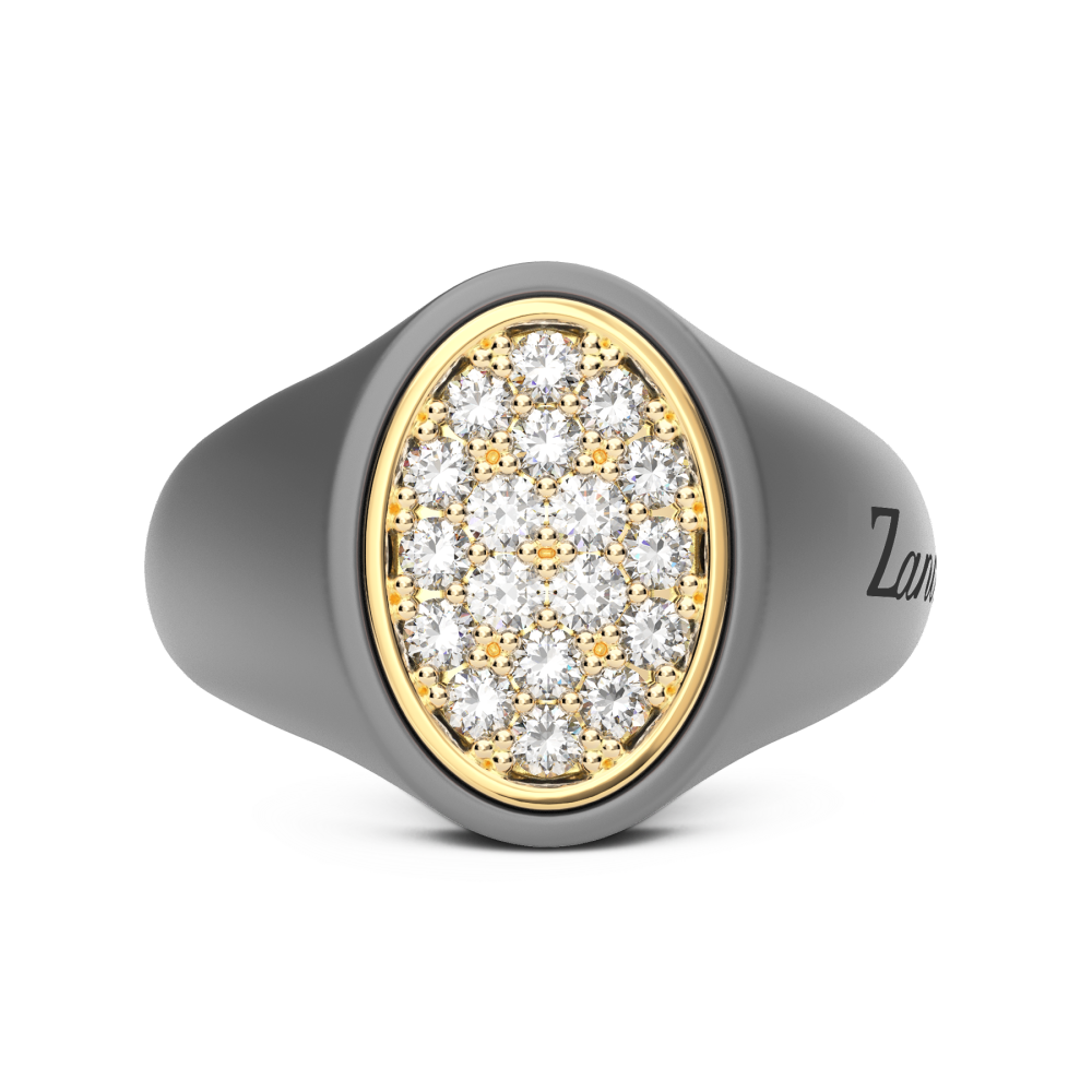 Zancan-Ring aus Titan, 18 kt Gold und natürlichen Diamanten.