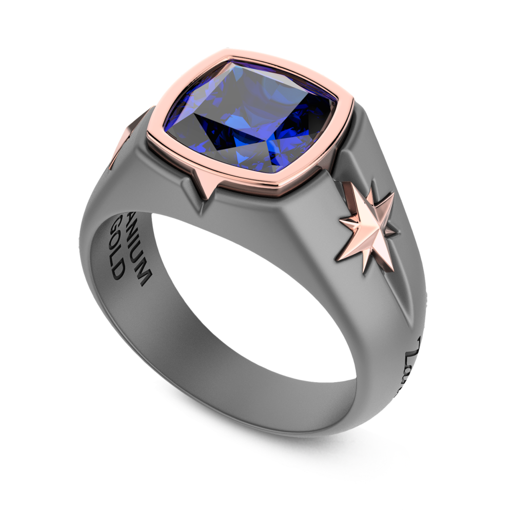 Bague Zancan en Titane, Or 18kt & Saphir