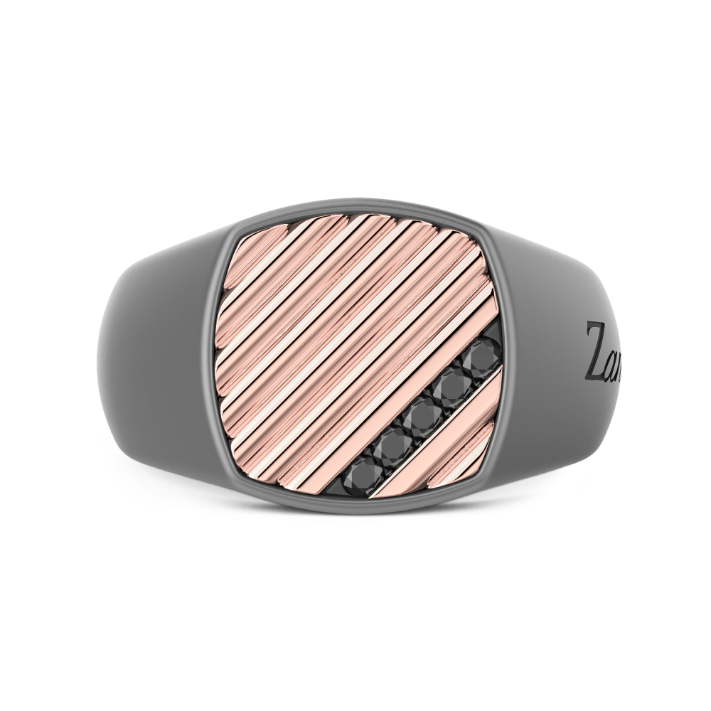 Zancan-Ring aus Titan, 18 kt Gold und natürlichen Diamanten.