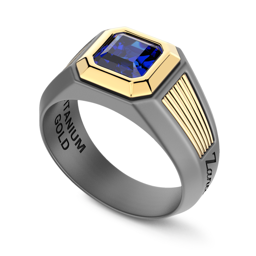 Bague Zancan en Titane, Or 18kt & Saphir