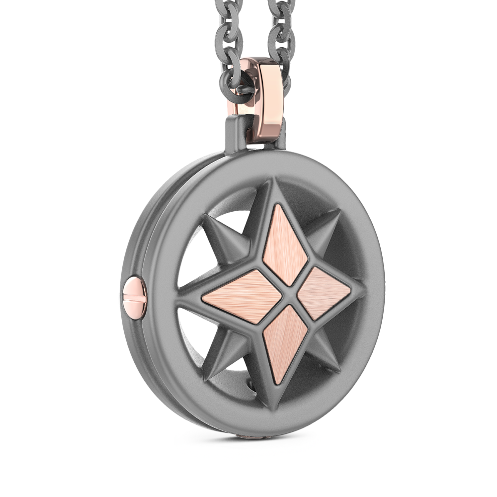 Collana Zancan in titanio e oro 18kt con rosa dei venti.