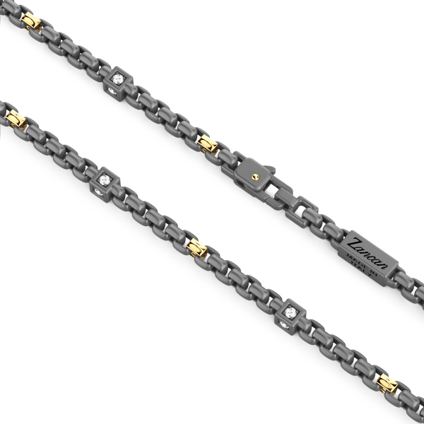 Collana Zancan in titanio, oro 18kt e diamanti bianchi