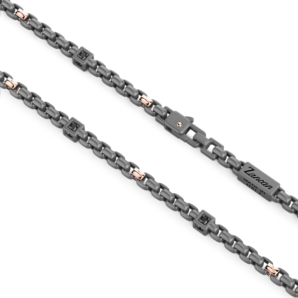 Collana Zancan in titanio, oro 18kt e diamanti neri