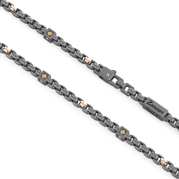 Collana Zancan in titanio, oro 18kt e diamanti brown