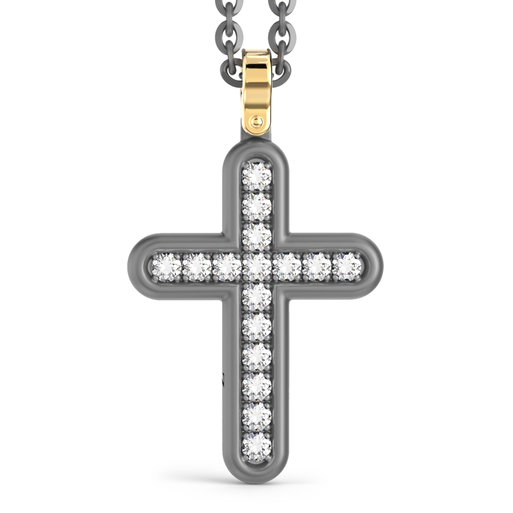 Collana con pendente Zancan in titanio, oro 18kt e diamanti bianchi