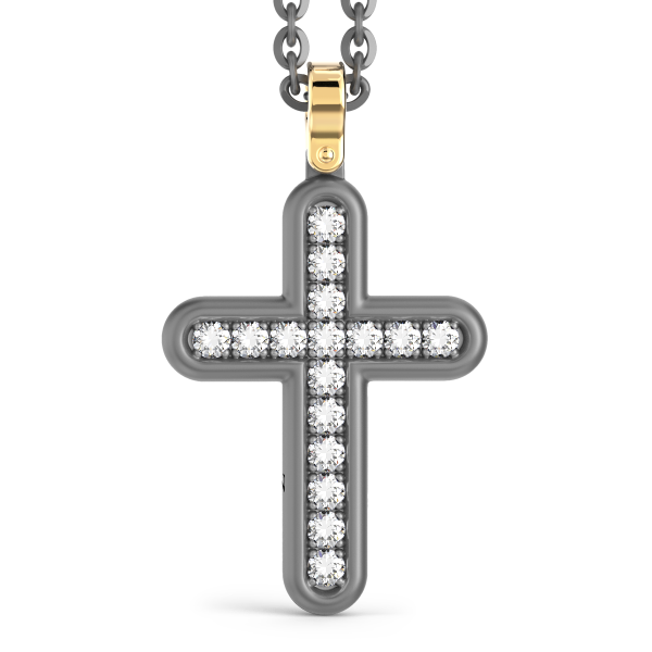 Collana con pendente Zancan in titanio, oro 18kt e diamanti bianchi