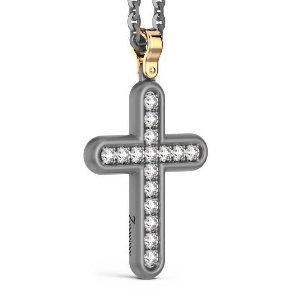 Collana con pendente Zancan in titanio, oro 18kt e diamanti bianchi