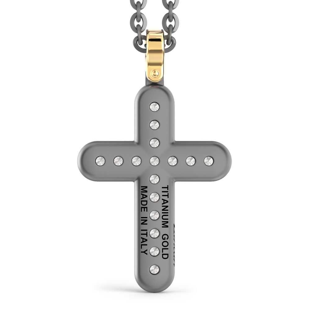 Collana con pendente Zancan in titanio, oro 18kt e diamanti bianchi