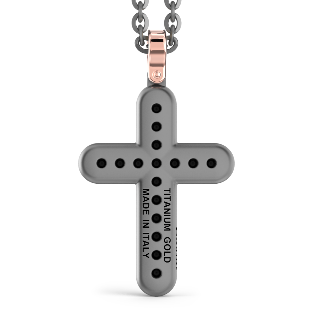 Collana con pendente Zancan in titanio, oro 18kt e diamanti neri