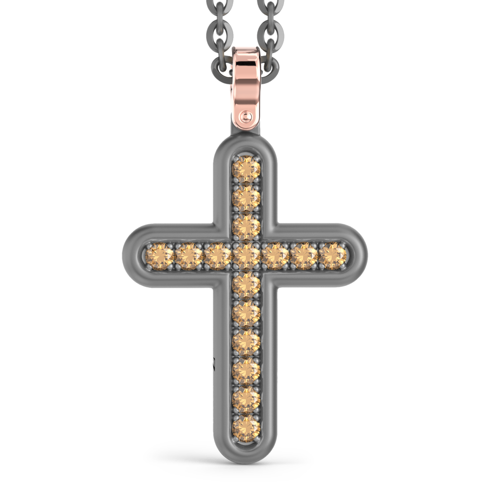 Collana con pendente Zancan in titanio, oro 18kt e diamanti brown