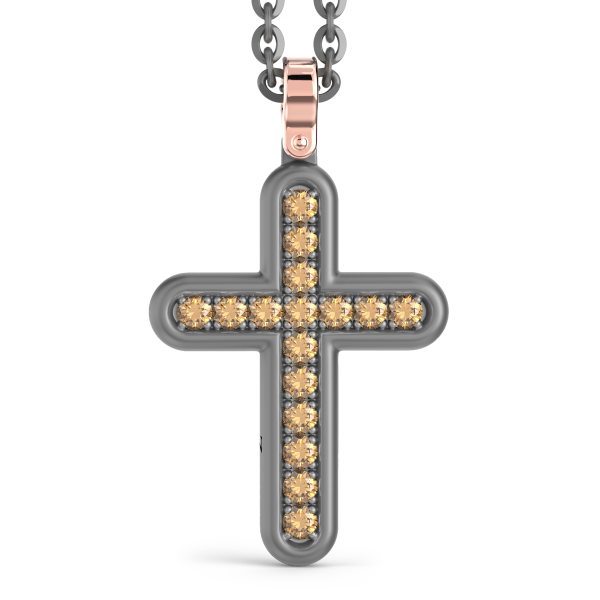 Collana con pendente Zancan in titanio, oro 18kt e diamanti brown