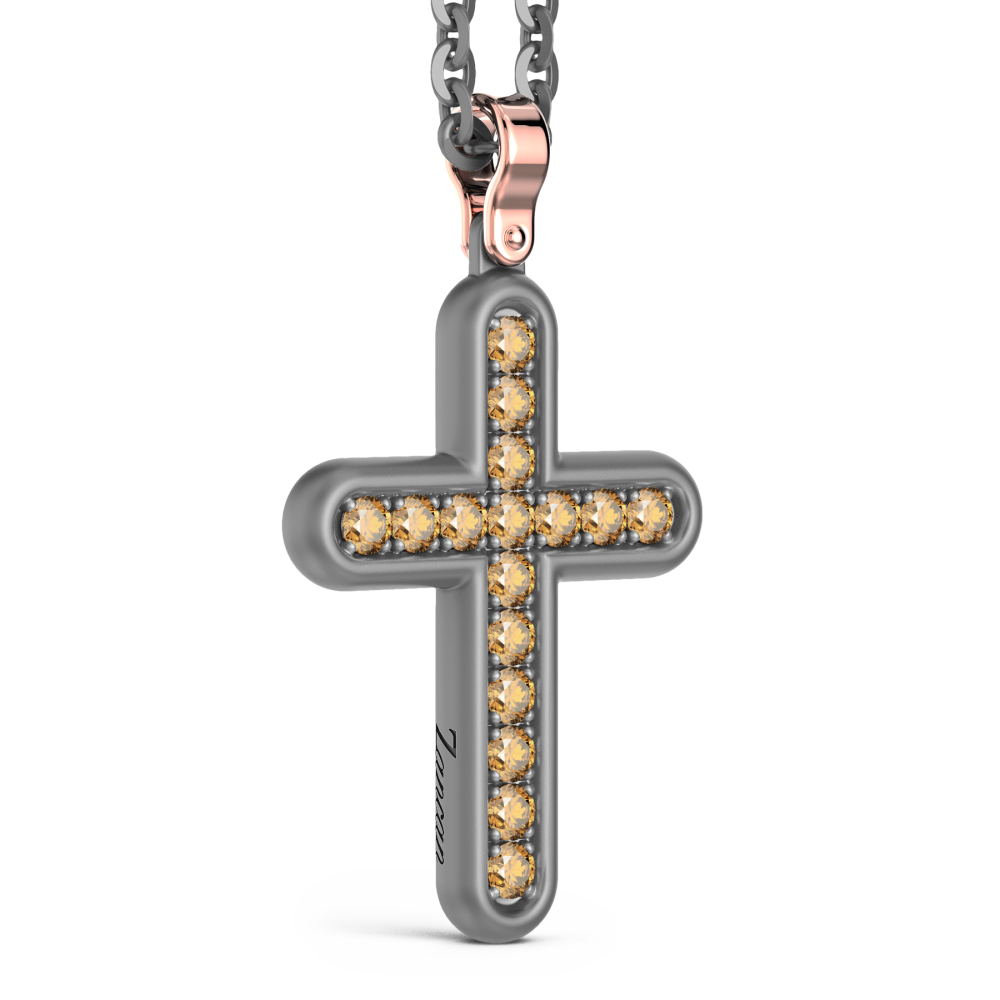 Collana con pendente Zancan in titanio, oro 18kt e diamanti brown