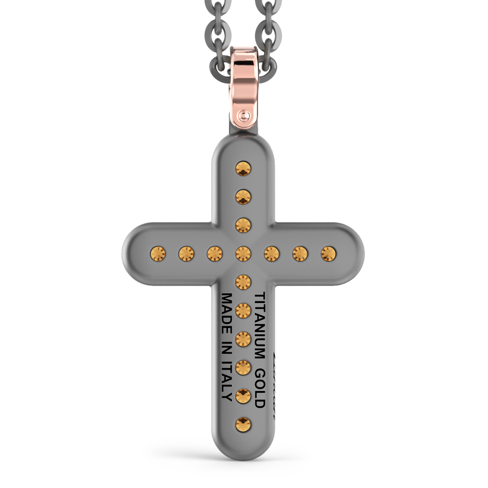 Collana con pendente Zancan in titanio, oro 18kt e diamanti brown