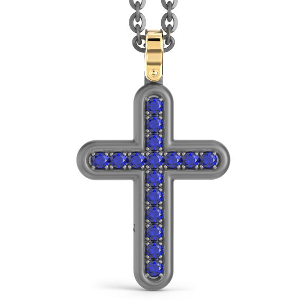 Collana con pendente Zancan in titanio, oro 18kt e zaffiri blu