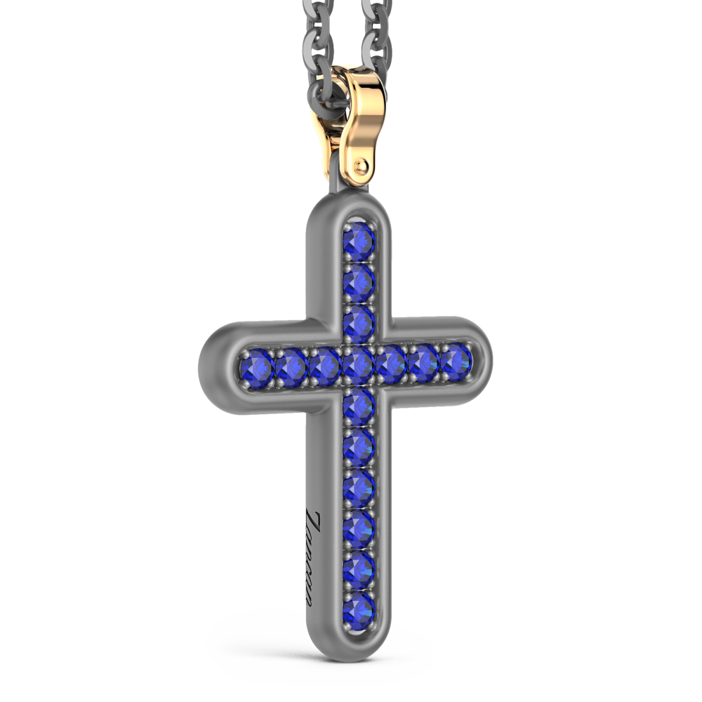 Collana con pendente Zancan in titanio, oro 18kt e zaffiri blu