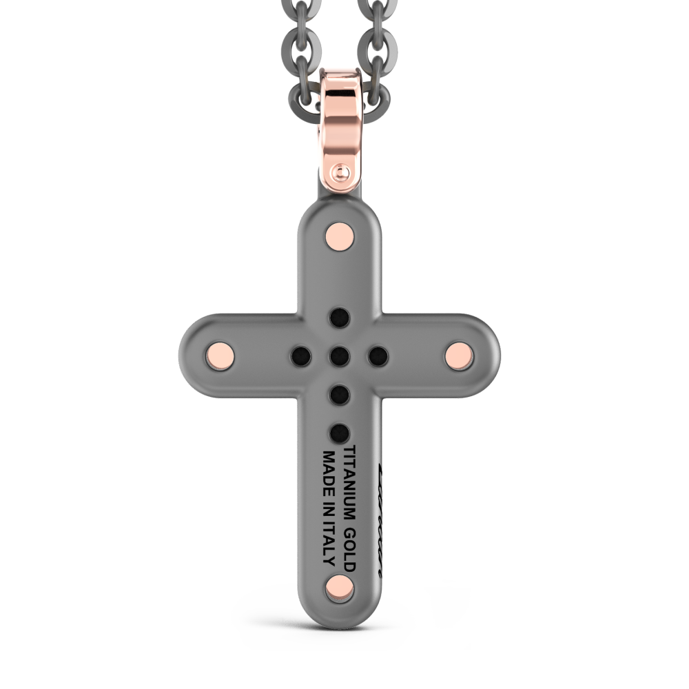 Collana con pendente Zancan in titanio, oro 18kt e diamanti neri