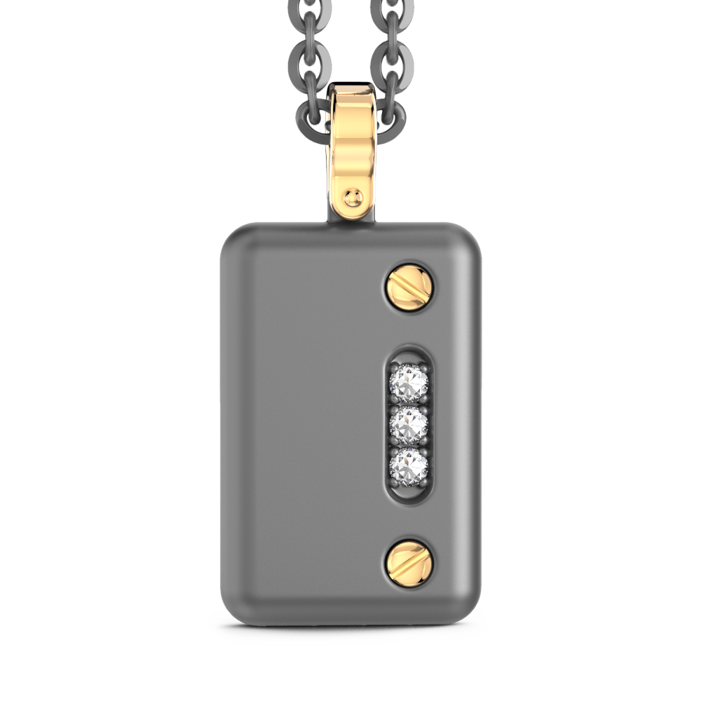 Collana con pendente Zancan in titanio, oro 18kt e diamanti bianchi