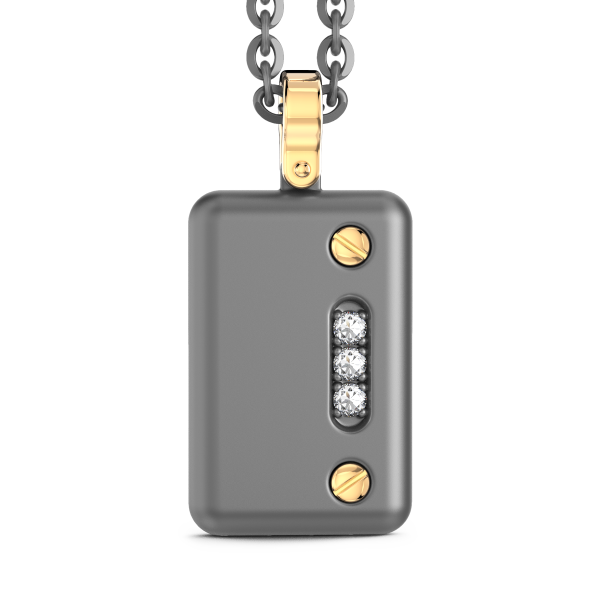 Collana con pendente Zancan in titanio, oro 18kt e diamanti bianchi