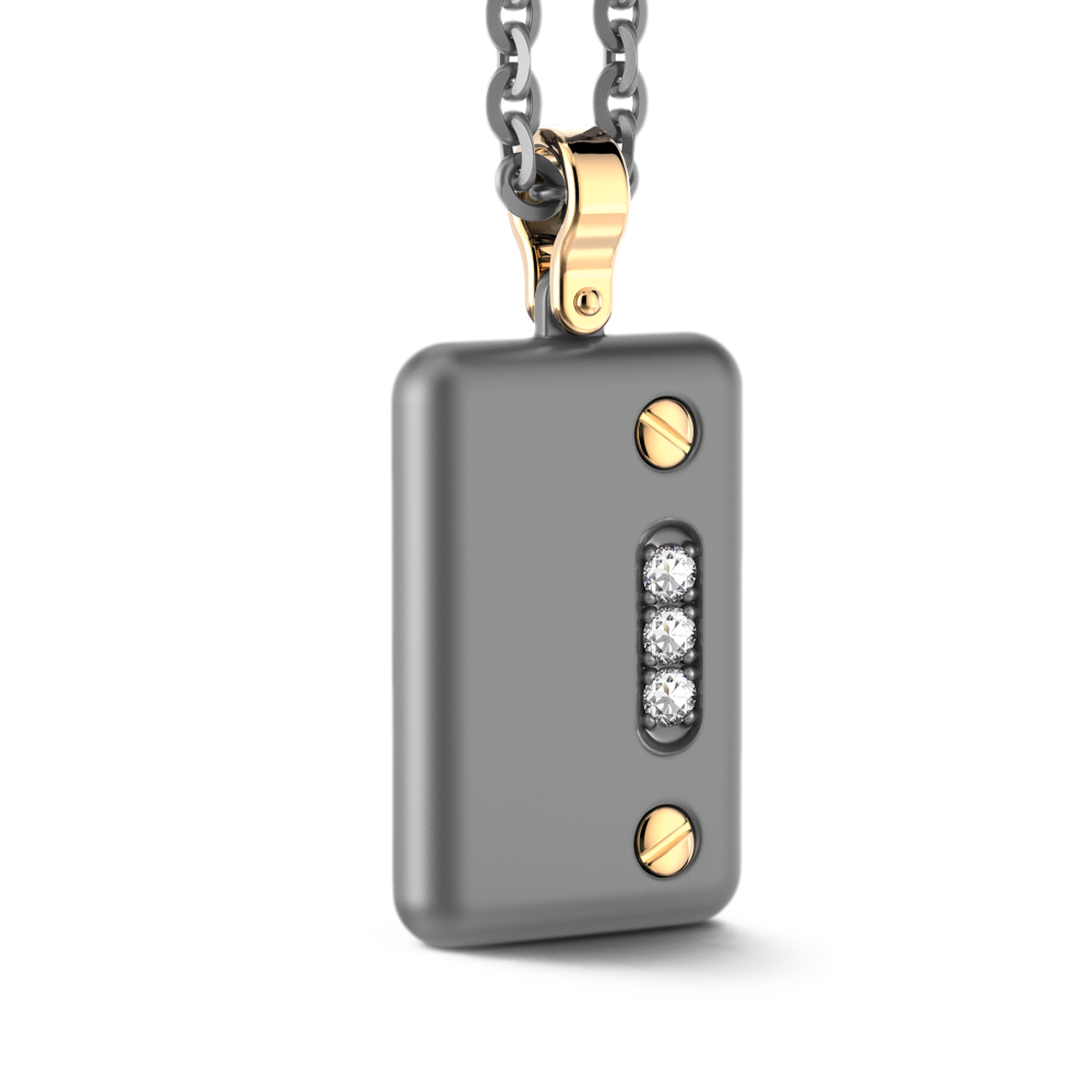 Collana con pendente Zancan in titanio, oro 18kt e diamanti bianchi