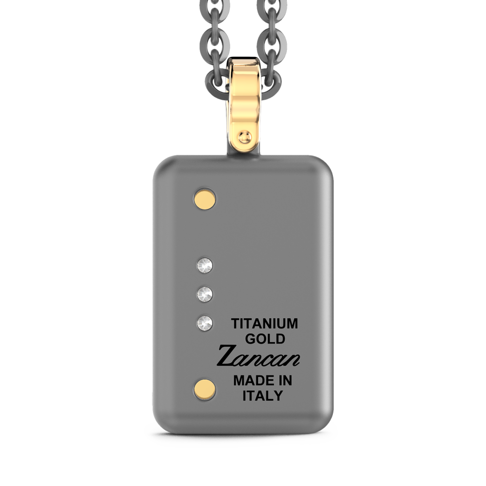 Collana con pendente Zancan in titanio, oro 18kt e diamanti bianchi