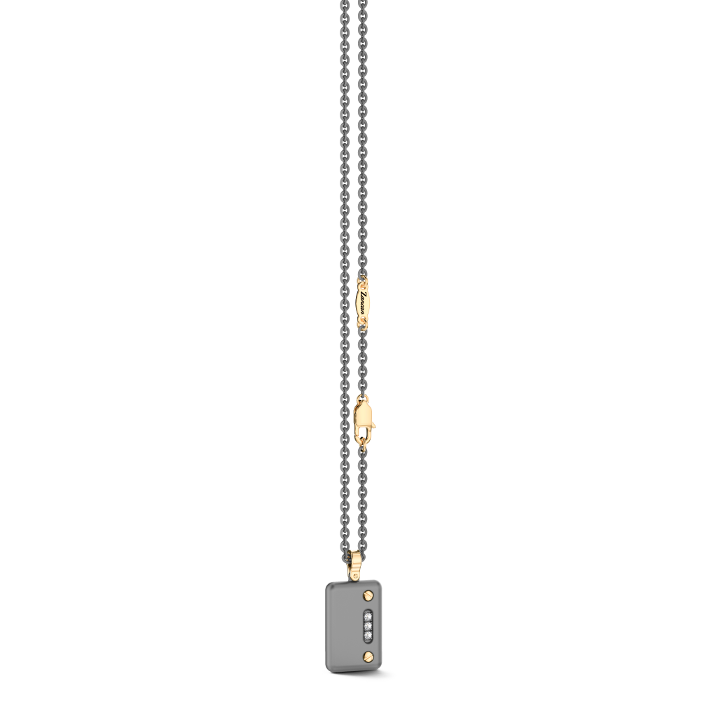 Collana con pendente Zancan in titanio, oro 18kt e diamanti bianchi
