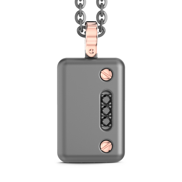 Collana con pendente Zancan in titanio, oro 18kt e diamanti neri