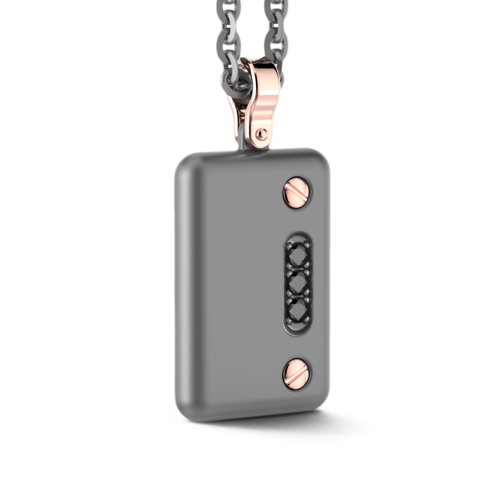 Collana con pendente Zancan in titanio, oro 18kt e diamanti neri