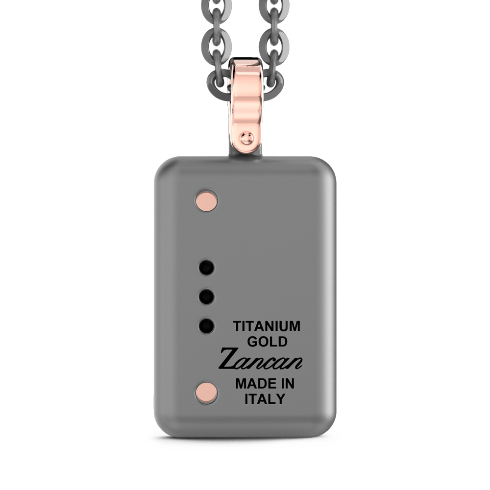 Collana con pendente Zancan in titanio, oro 18kt e diamanti neri