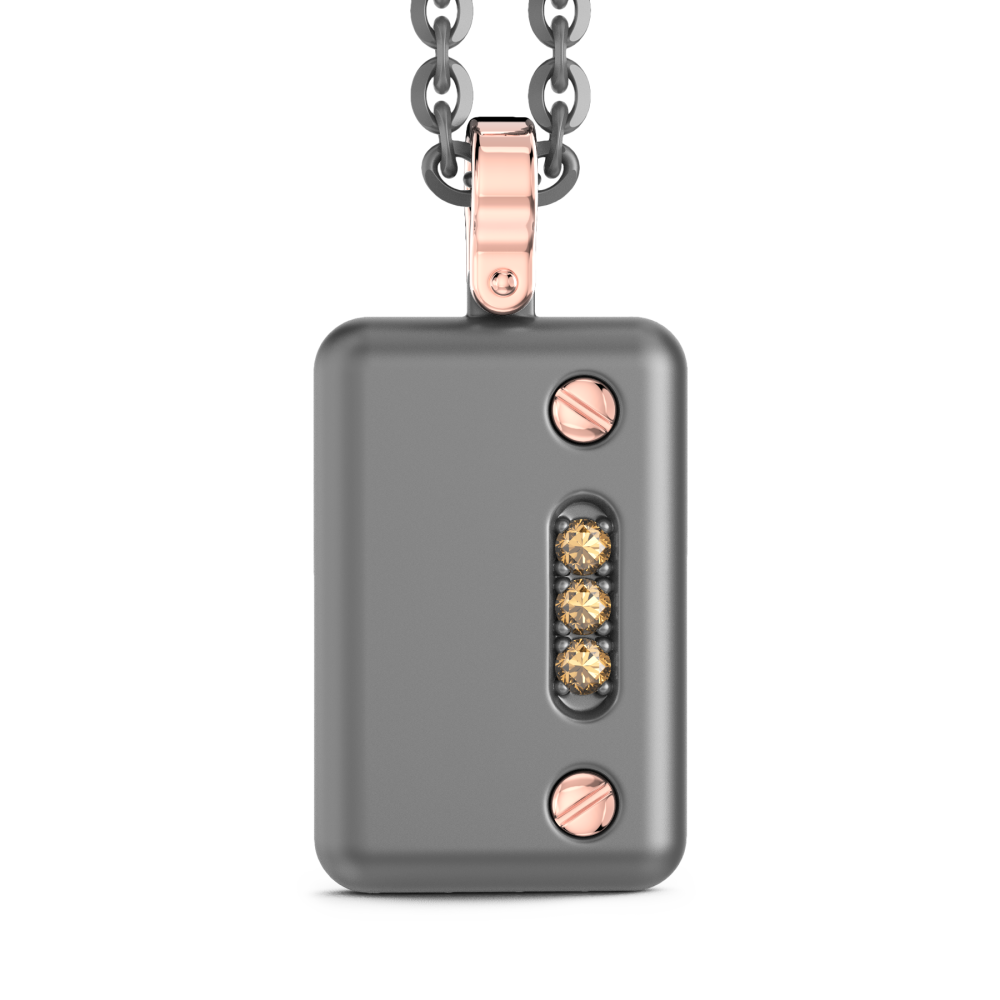 Collana con pendente Zancan in titanio, oro 18kt e diamanti brown