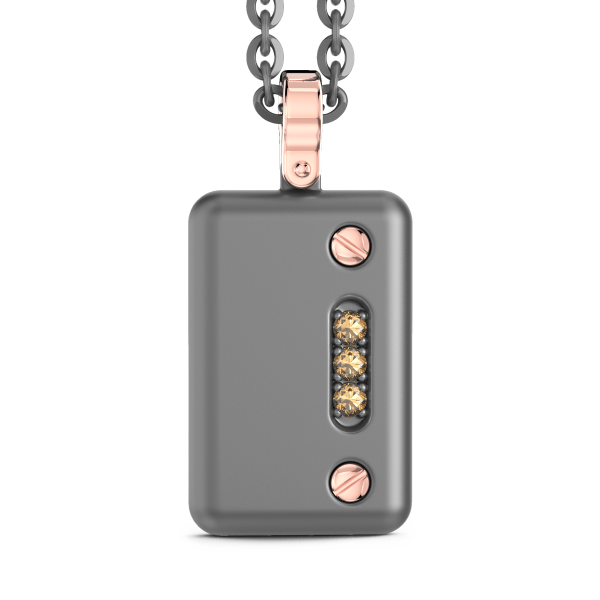 Collana con pendente Zancan in titanio, oro 18kt e diamanti brown