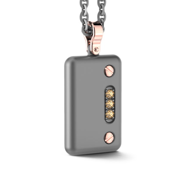 Collana con pendente Zancan in titanio, oro 18kt e diamanti brown