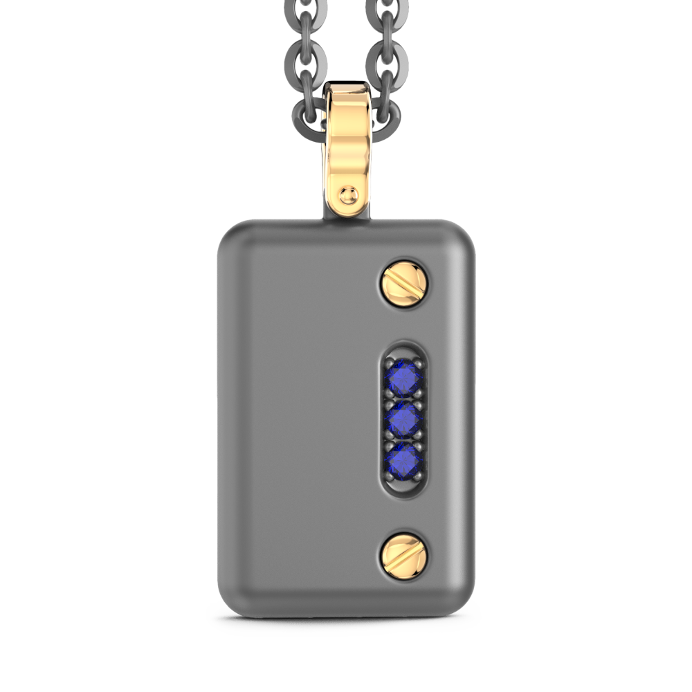 Collana con pendente Zancan in titanio, oro 18kt e zaffiri blu