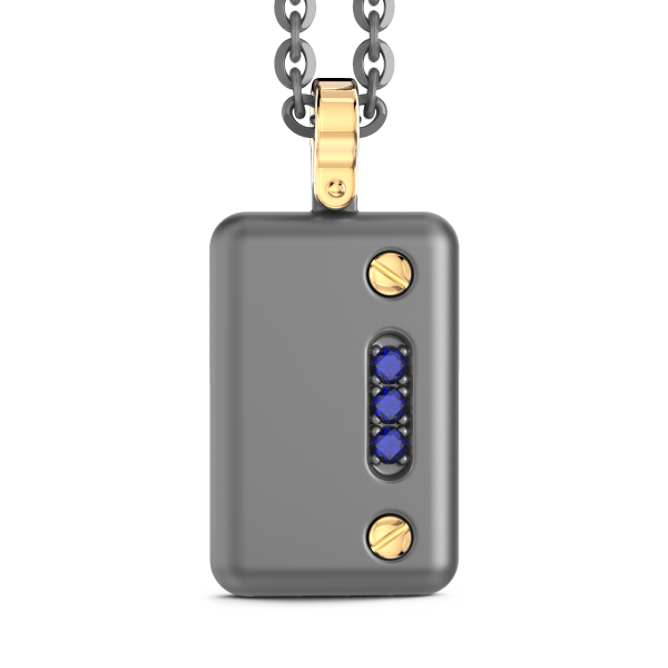 Collana con pendente Zancan in titanio, oro 18kt e zaffiri blu