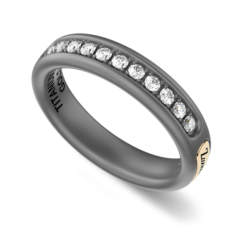 Anello Zancan in titanio, oro 18kt e diamanti bianchi