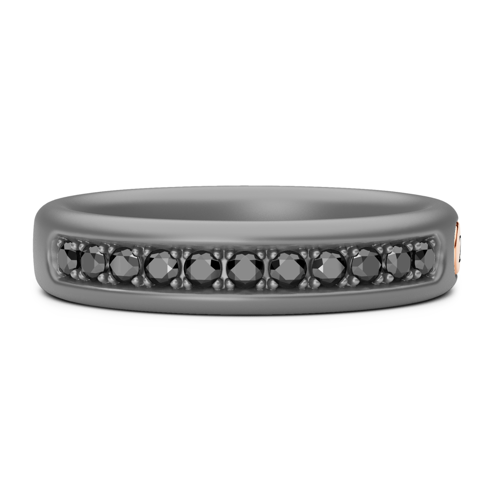 Anello Zancan in titanio, oro 18kt e diamanti neri