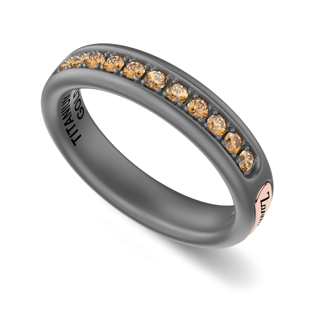 Anello Zancan in titanio, oro 18kt e diamanti brown