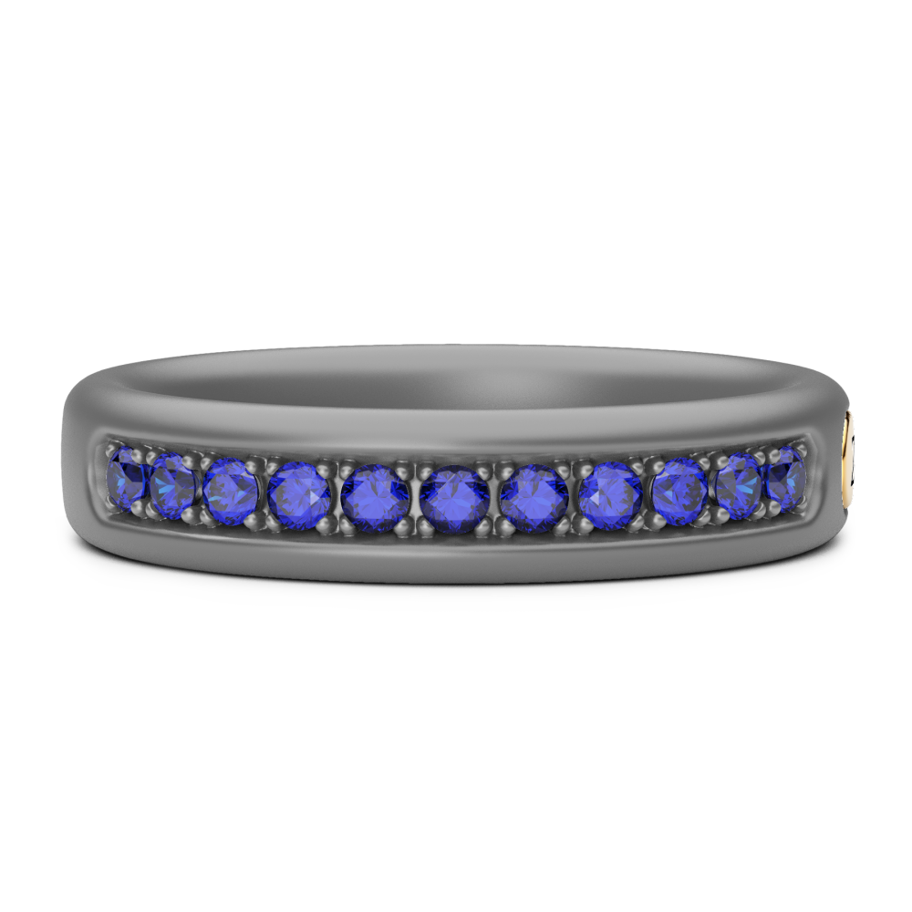 Anello Zancan in titanio, oro 18kt e zaffiri blu