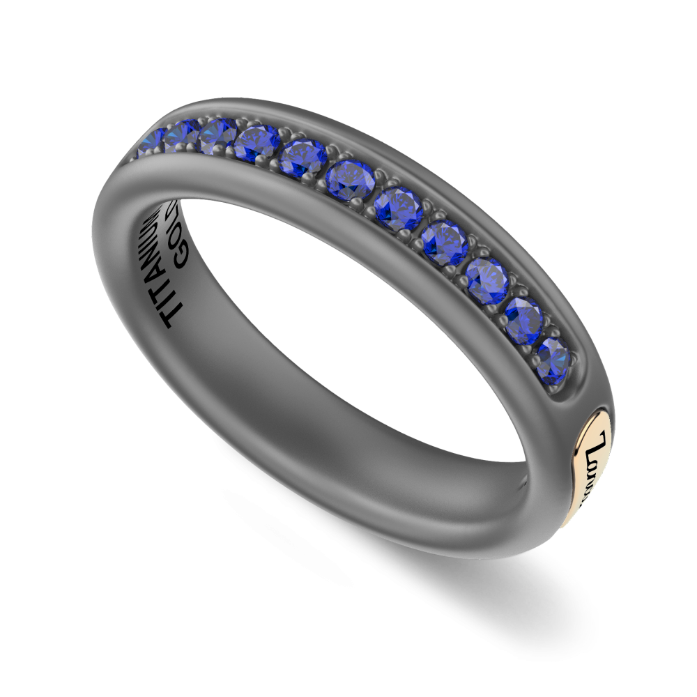 Anello Zancan in titanio, oro 18kt e zaffiri blu