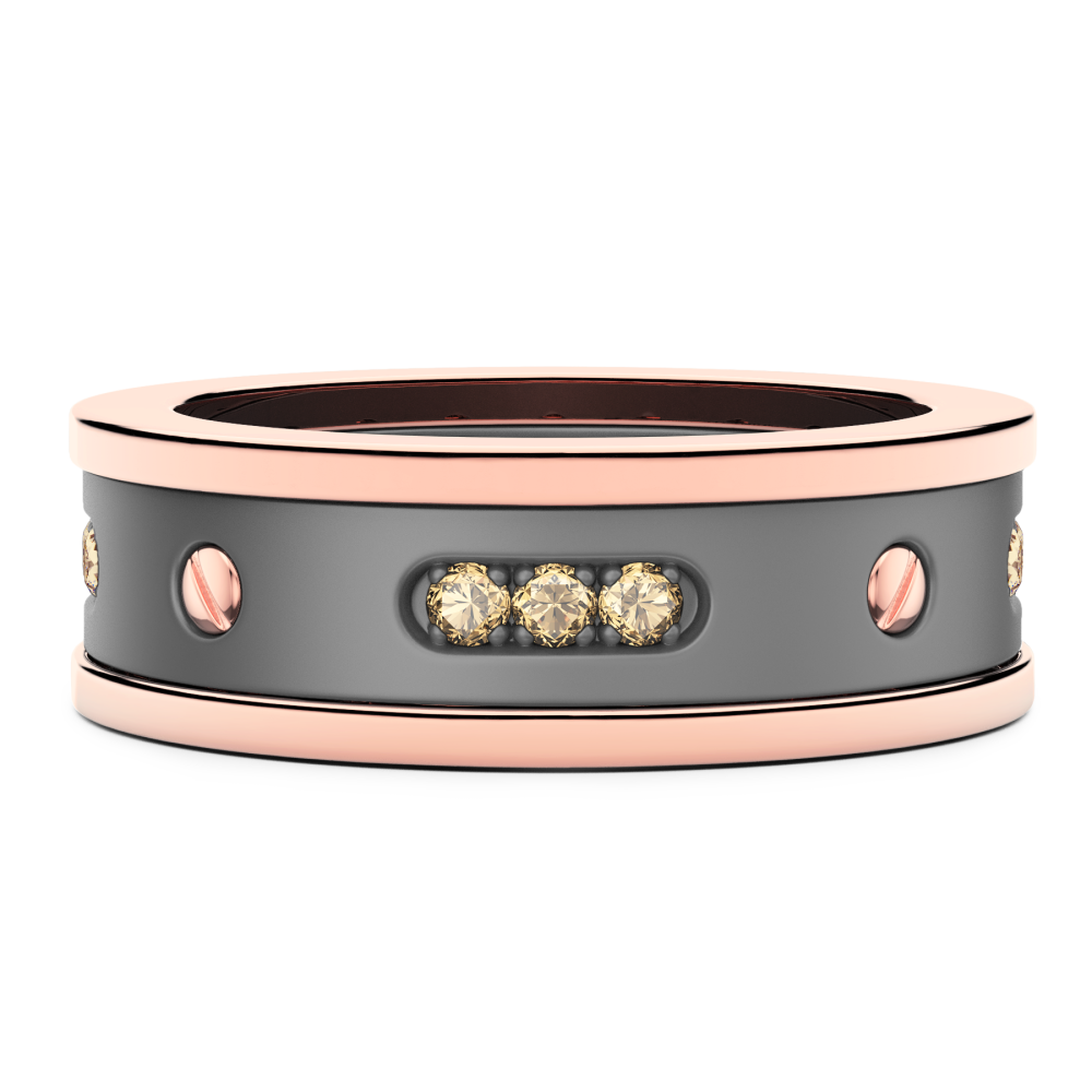 Anello Zancan in titanio, oro 18kt e diamanti brown