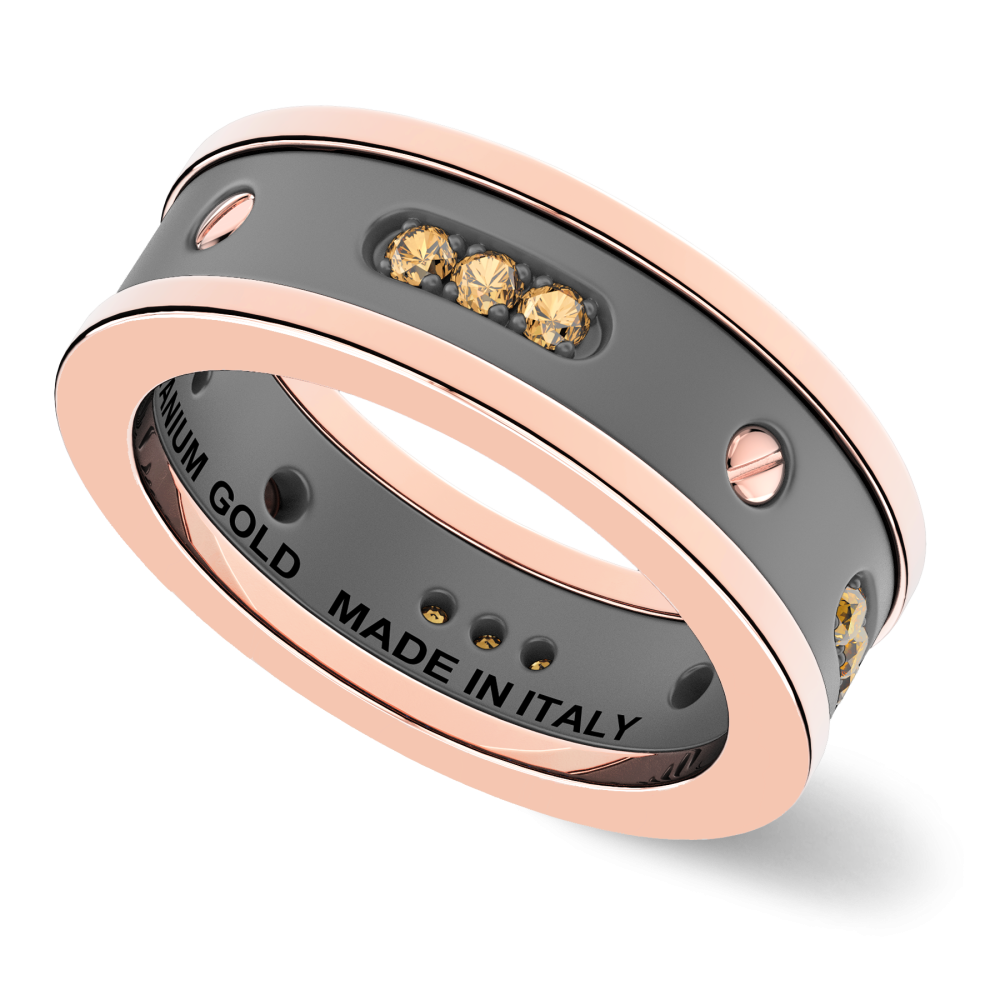 Anello Zancan in titanio, oro 18kt e diamanti brown