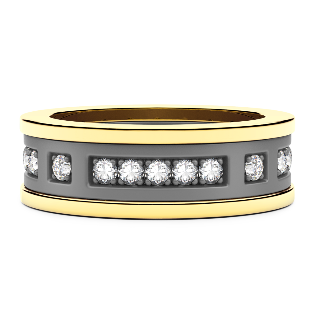 Anello Zancan in titanio, oro 18kt e diamanti bianchi