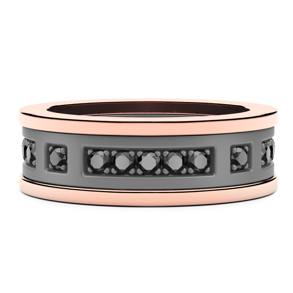 Anello Zancan in titanio, oro 18kt e diamanti neri