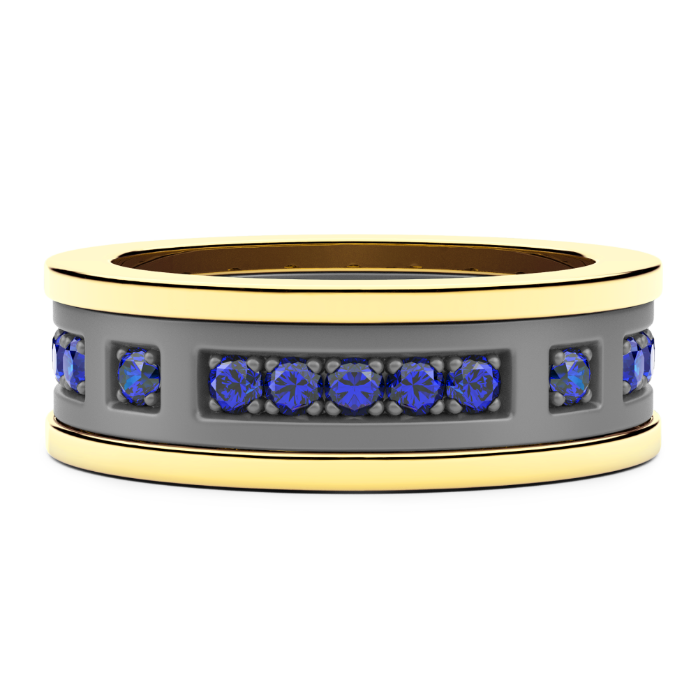 Anello Zancan in titanio, oro 18kt e zaffiri blu