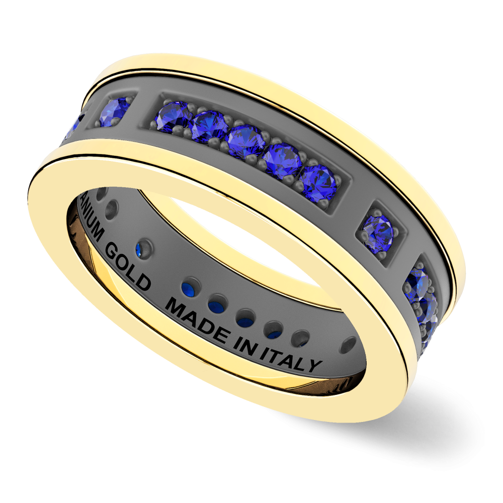 Anello Zancan in titanio, oro 18kt e zaffiri blu